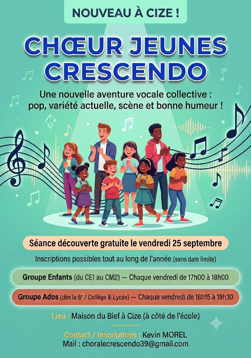 🎶 Nouveau à Cize : le Chœur Jeunes Crescendo !